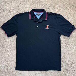 Tommy‎ Hilfiger Golf Polo Shirt Mens L Black Pima Cotton Falcon's Fire Club Logo